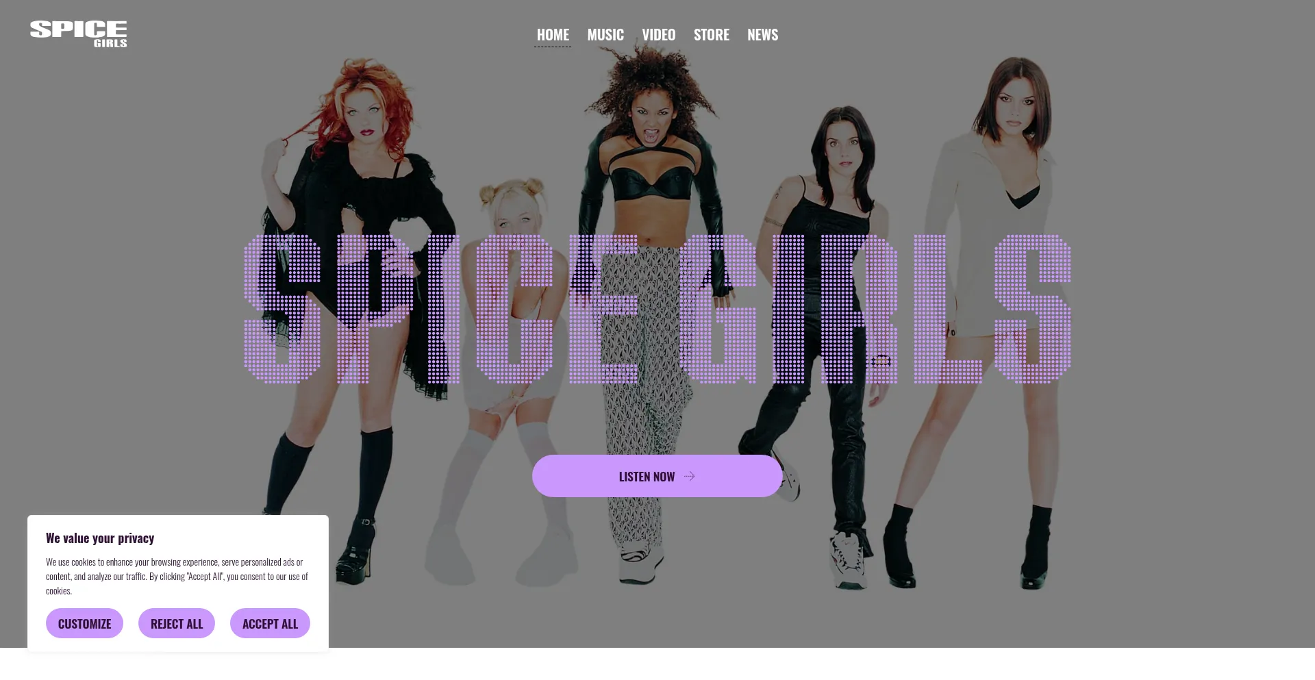 Website screenshot of Thespicegirls.com