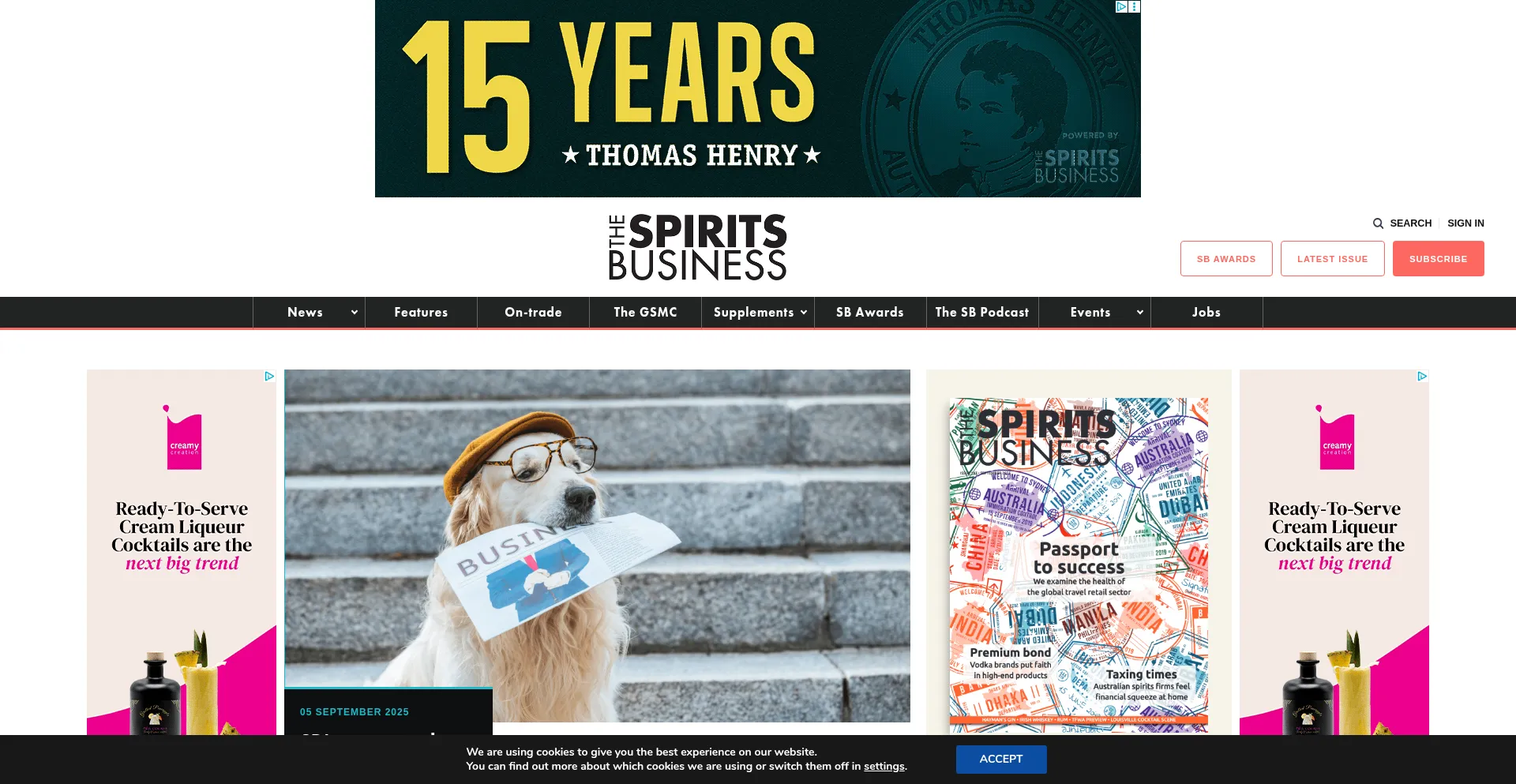 Website screenshot of Thespiritsbusiness.com