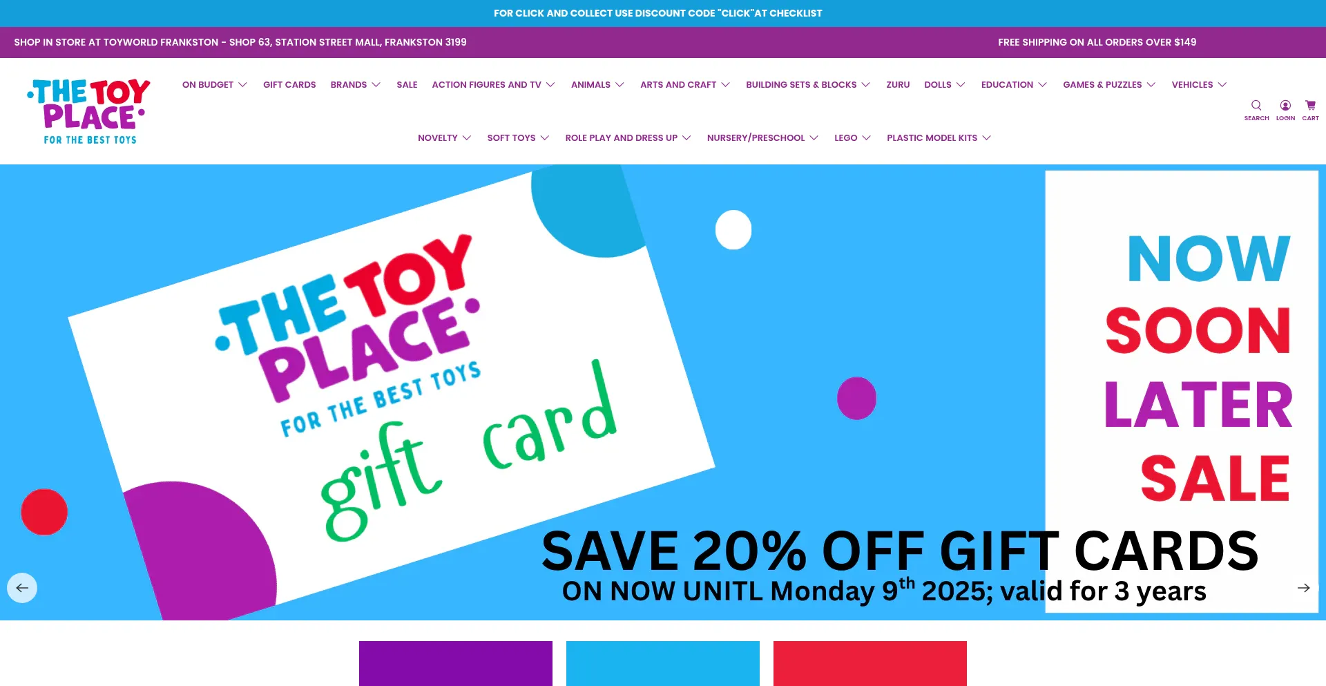 Website screenshot of Thetoyplace.com.au