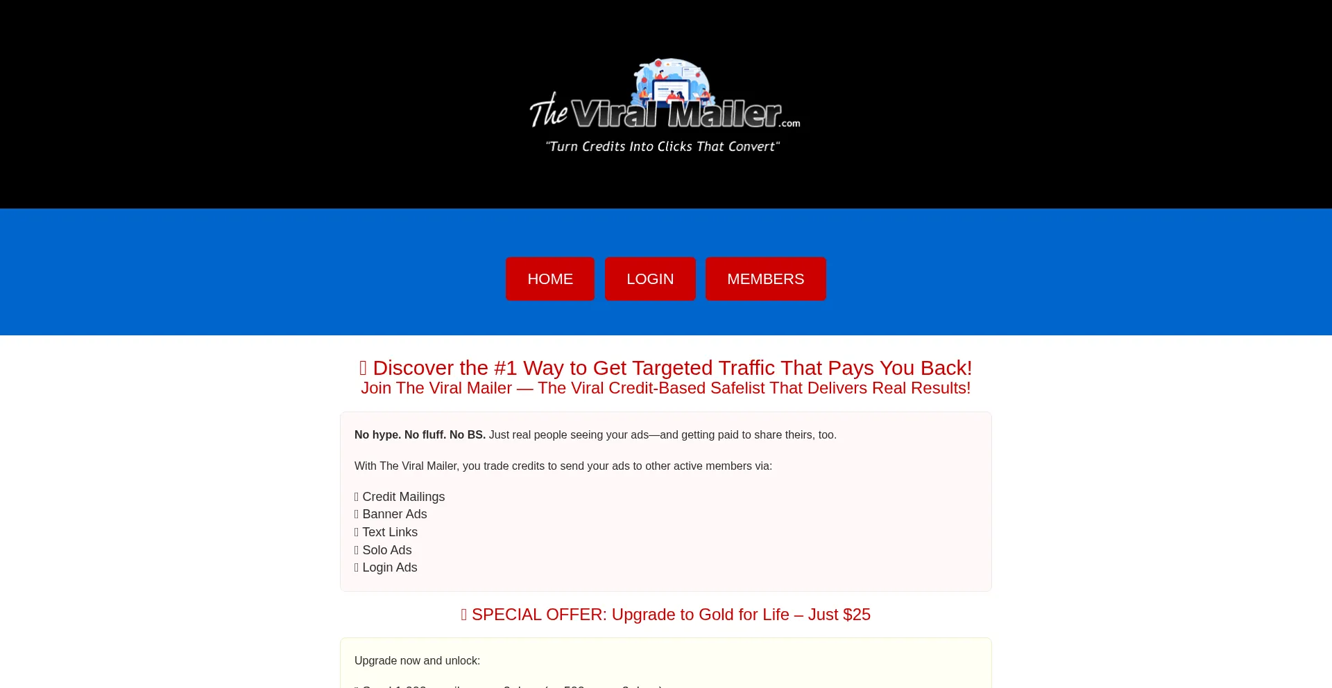 Website screenshot of Theviralmailer.com