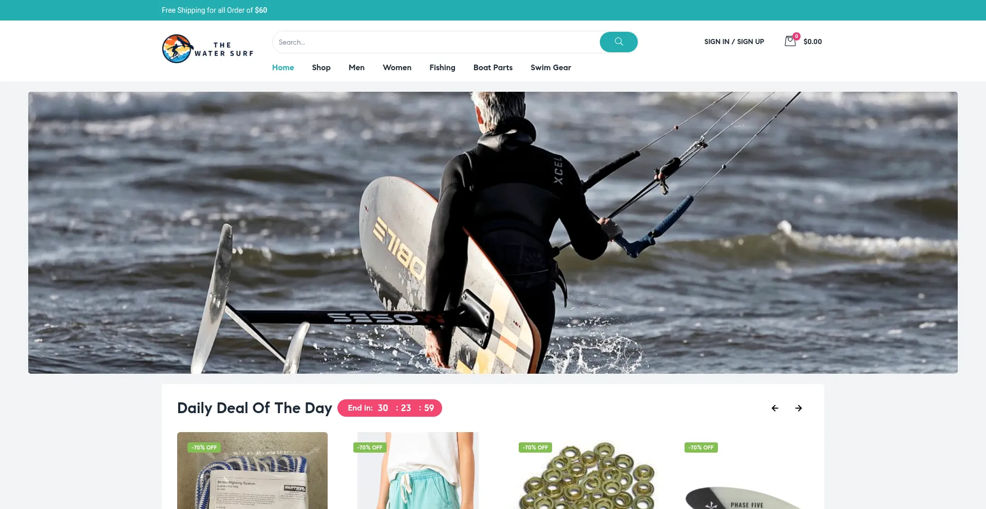 Website screenshot of Thewatersurf.com