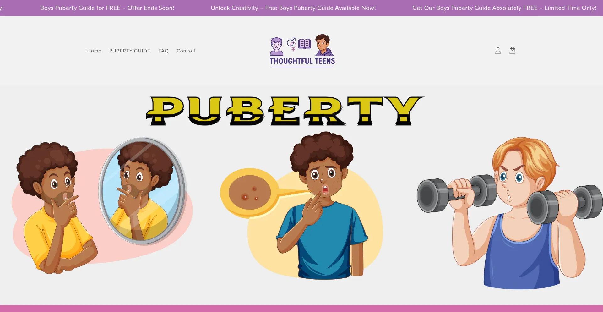 Website screenshot of Thoughtfulteens.com