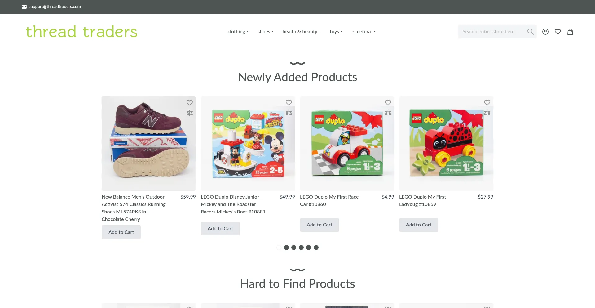 Website screenshot of Threadtraders.com
