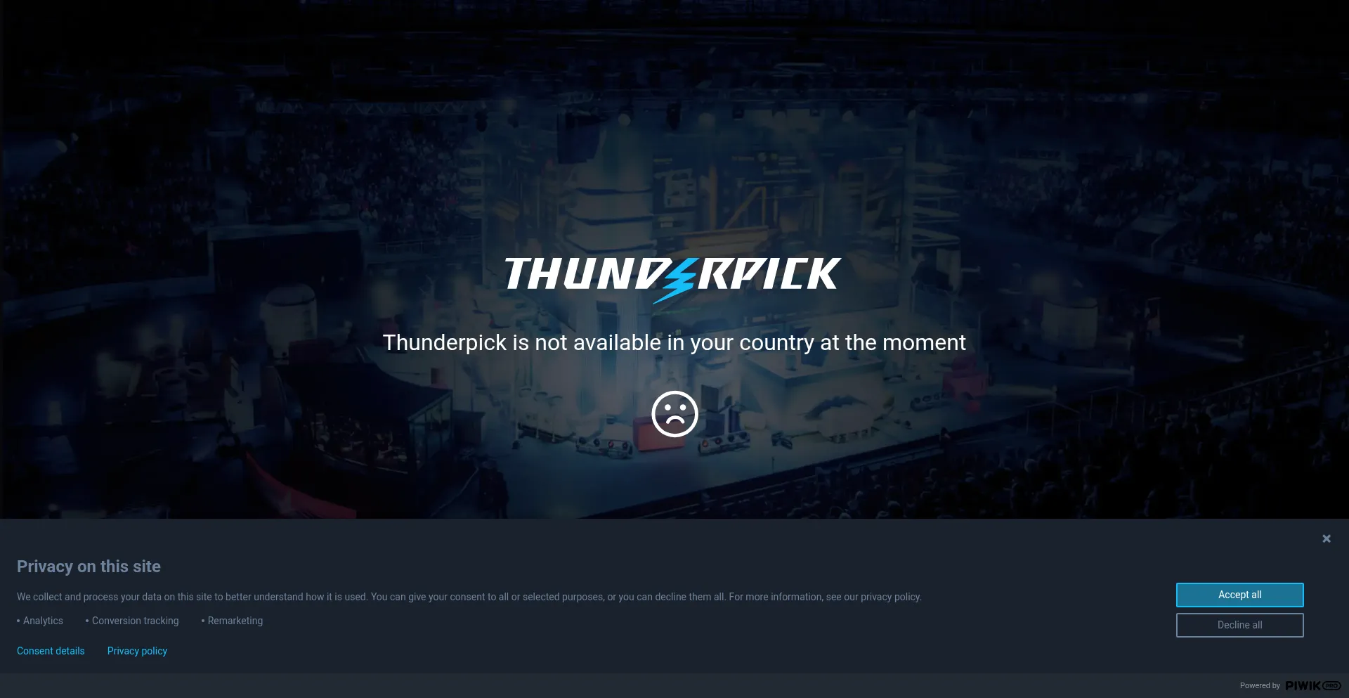 Website screenshot of Thunderpick.io
