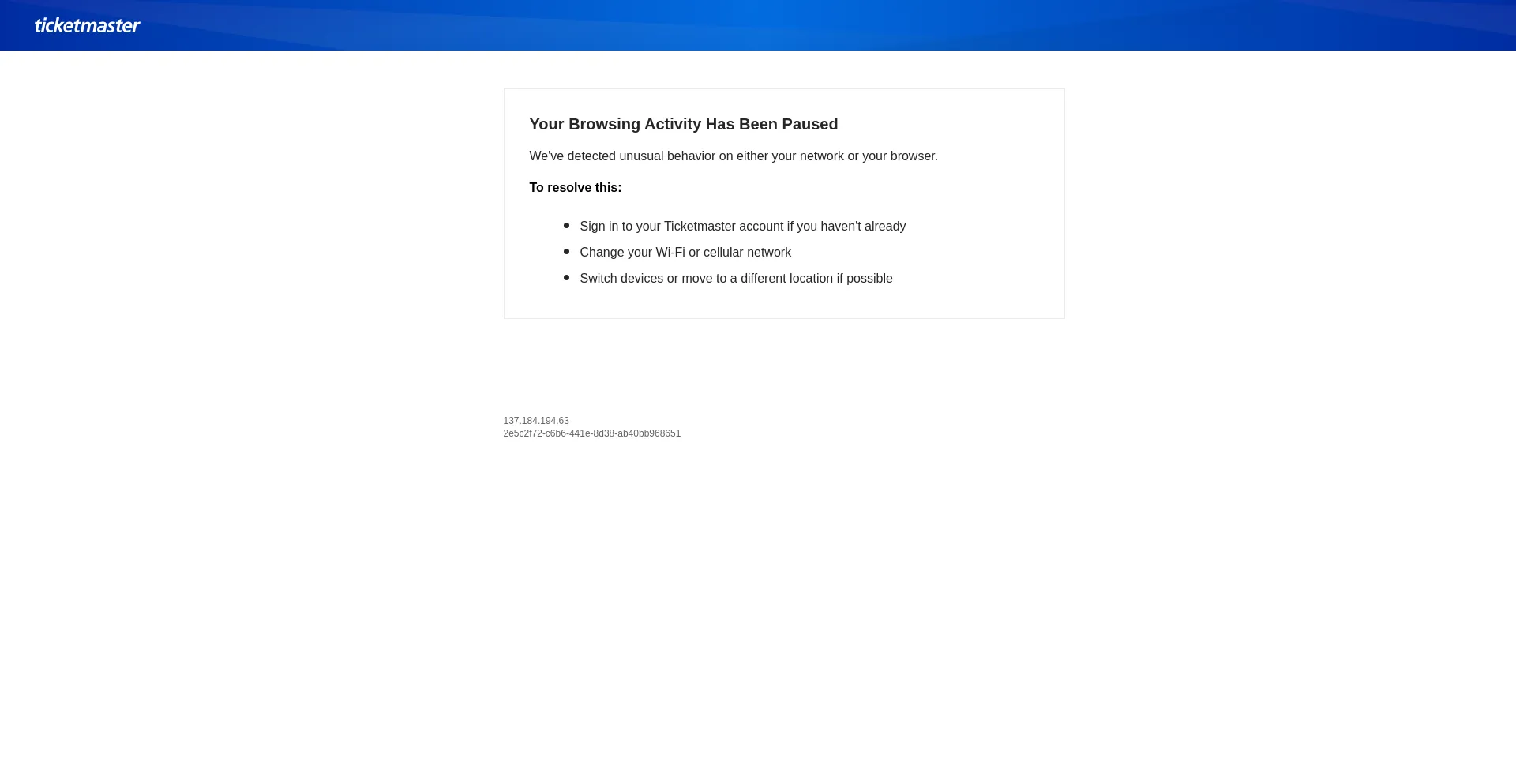 Website screenshot of Ticketmaster.be