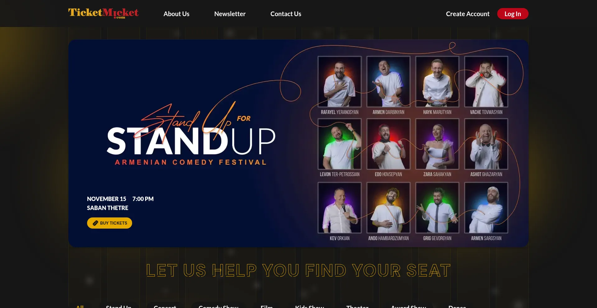 Website screenshot of Ticketmicket.com