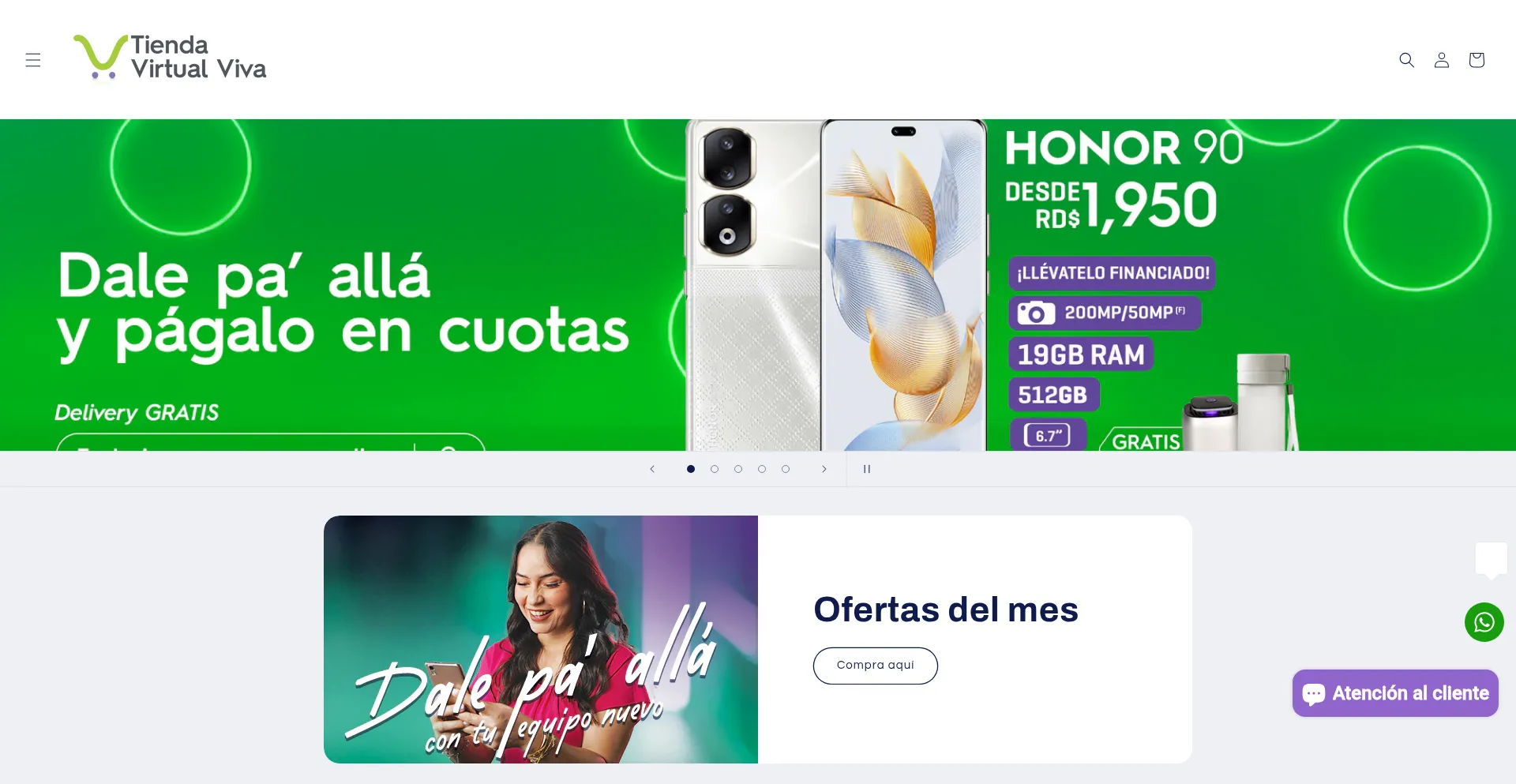 Website screenshot of Tiendavirtual.viva.com.do