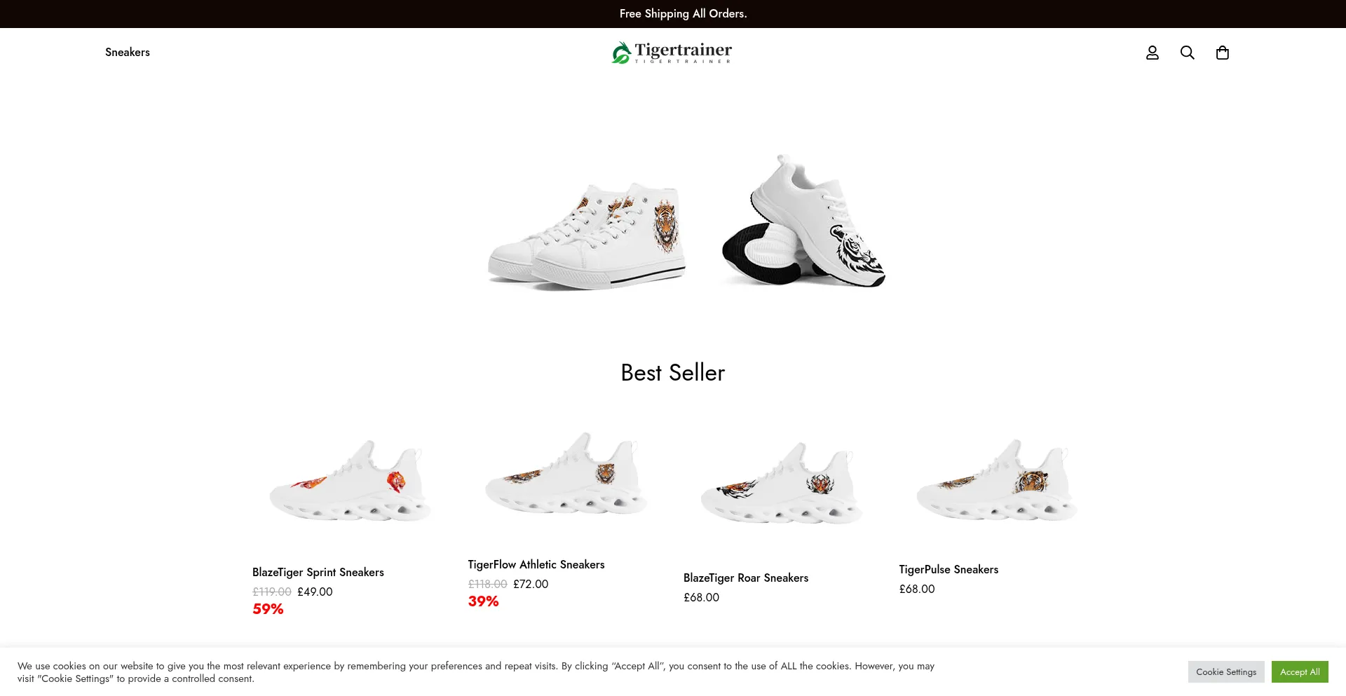 Website screenshot of Tigertrainer.co.uk