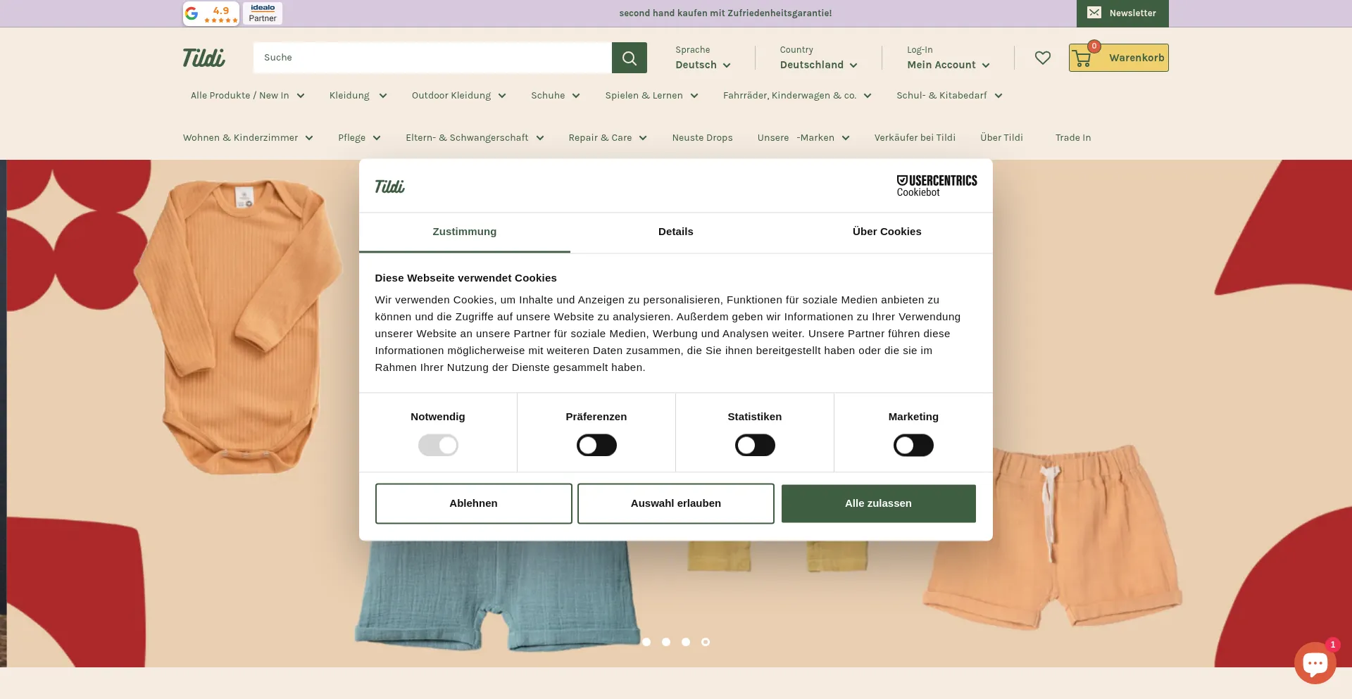 Website screenshot of Tildi.com