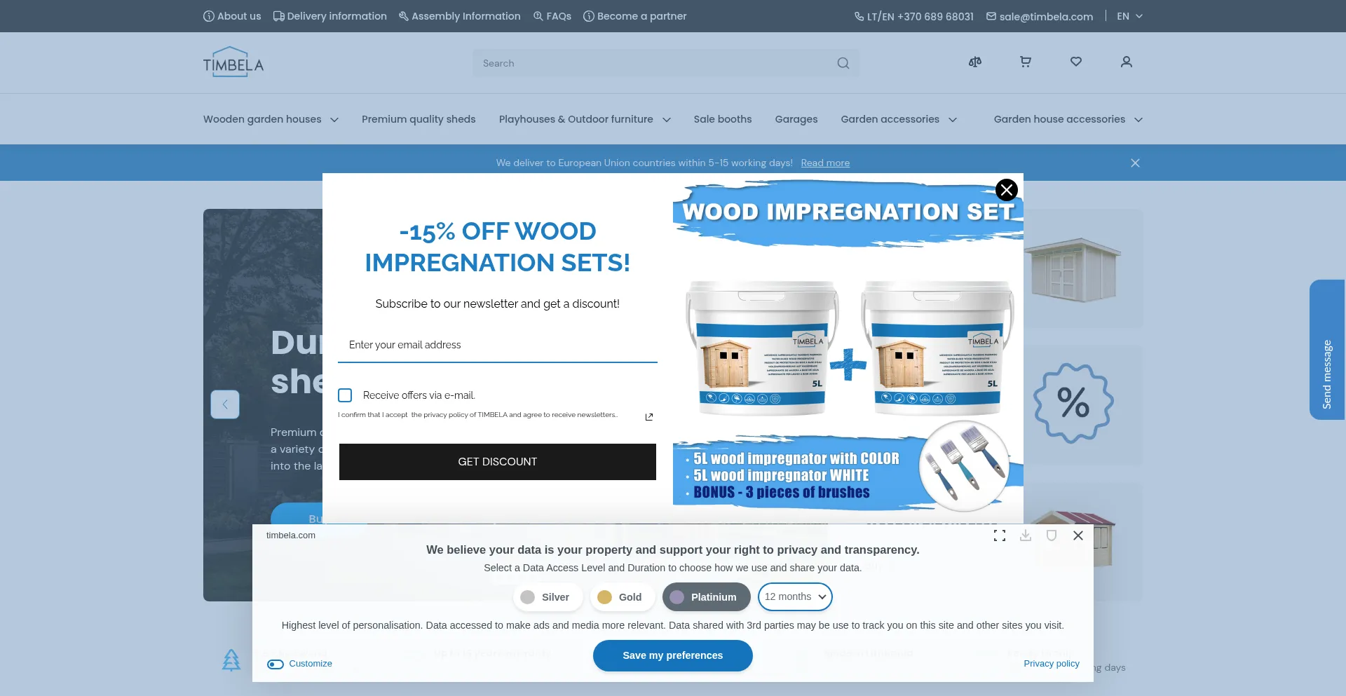 Website screenshot of Timbela.com