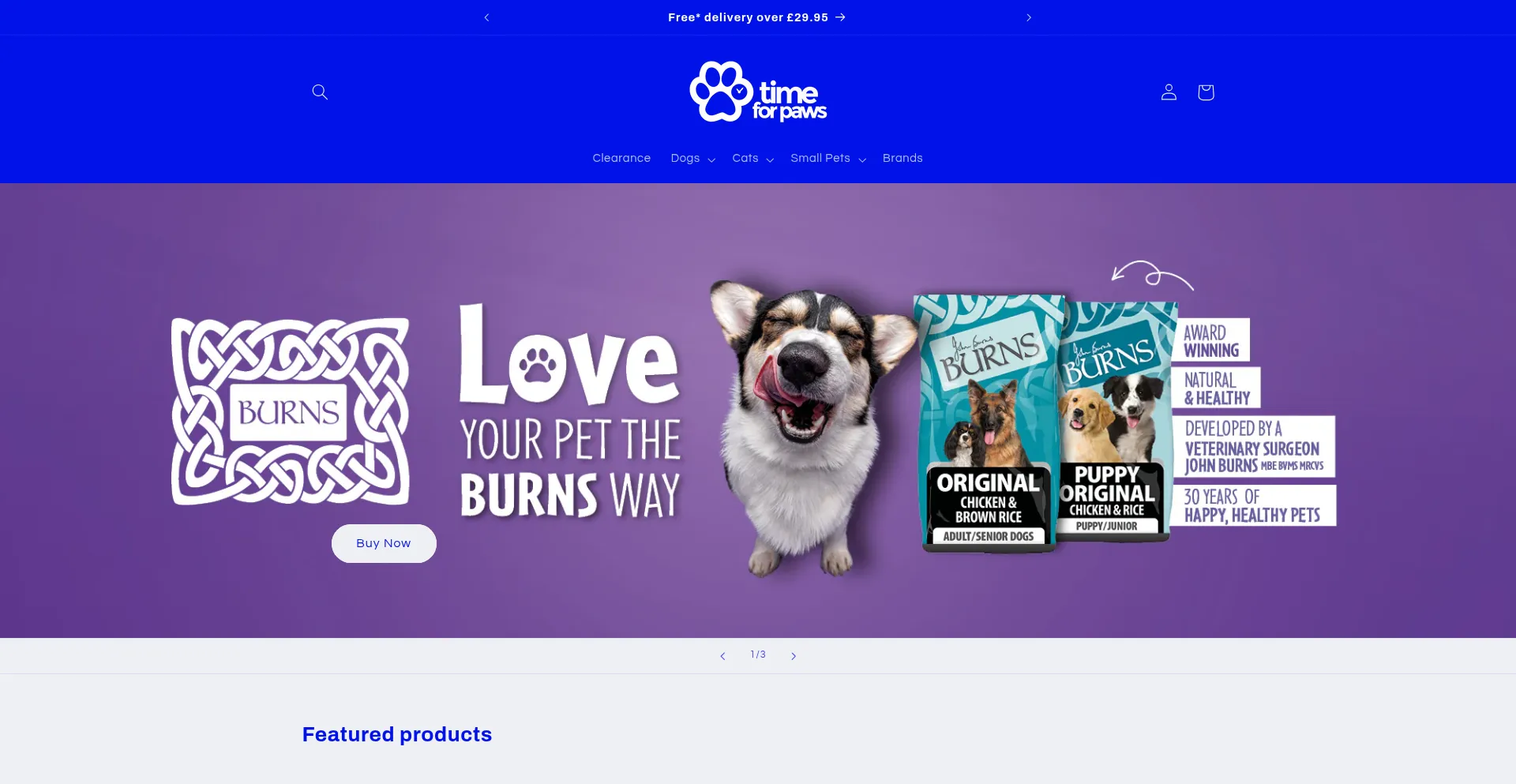 Website screenshot of Timeforpaws.co.uk