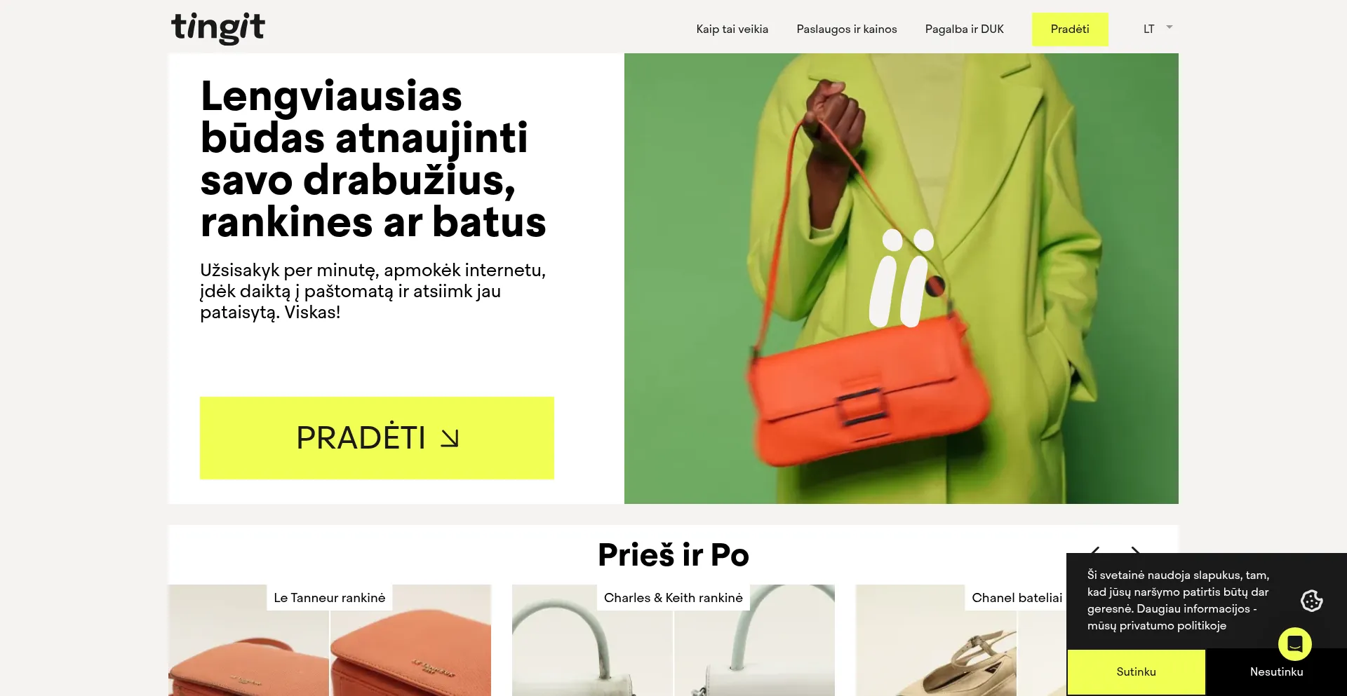 Website screenshot of Tingit.com