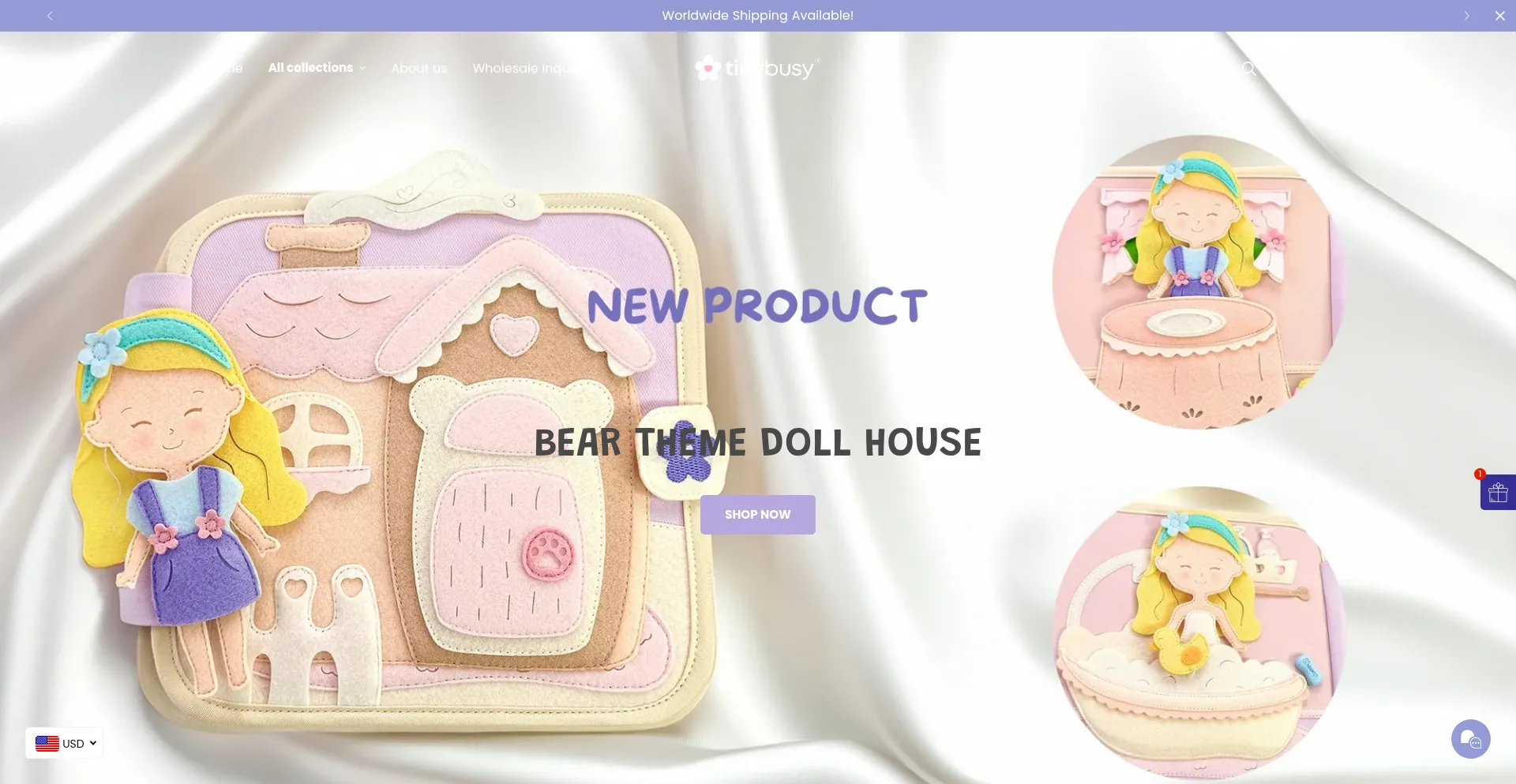 Website screenshot of Tinybusy.com