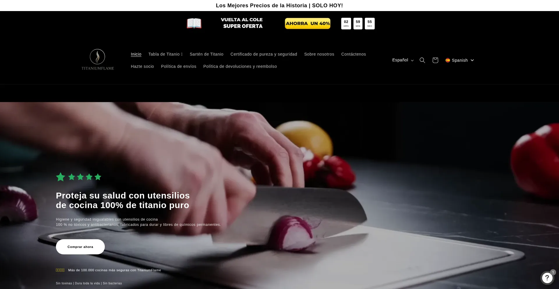 Website screenshot of Titaniumflame.com