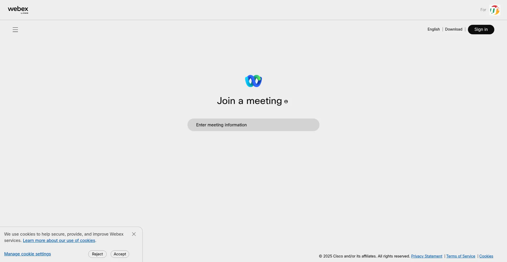 Website screenshot of Tjrs.webex.com