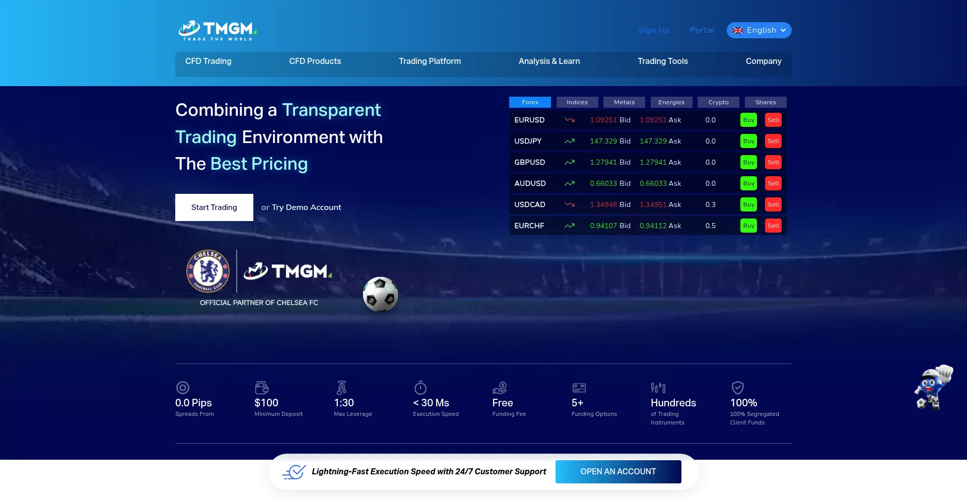 Website screenshot of Tmgm.com