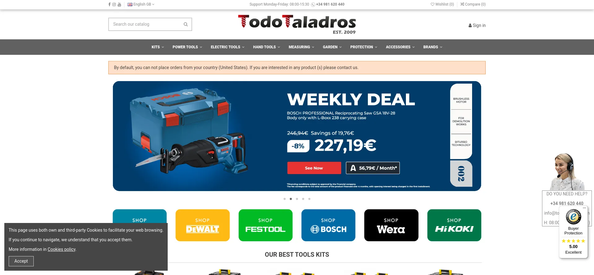 Website screenshot of Todotaladros.com
