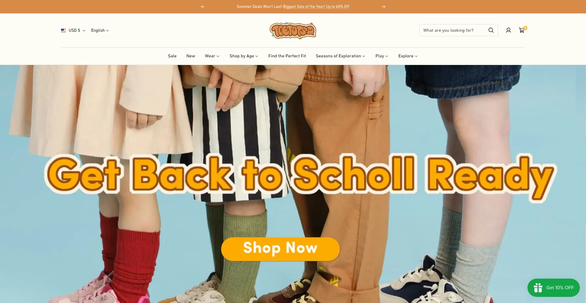Website screenshot of Toetots.com
