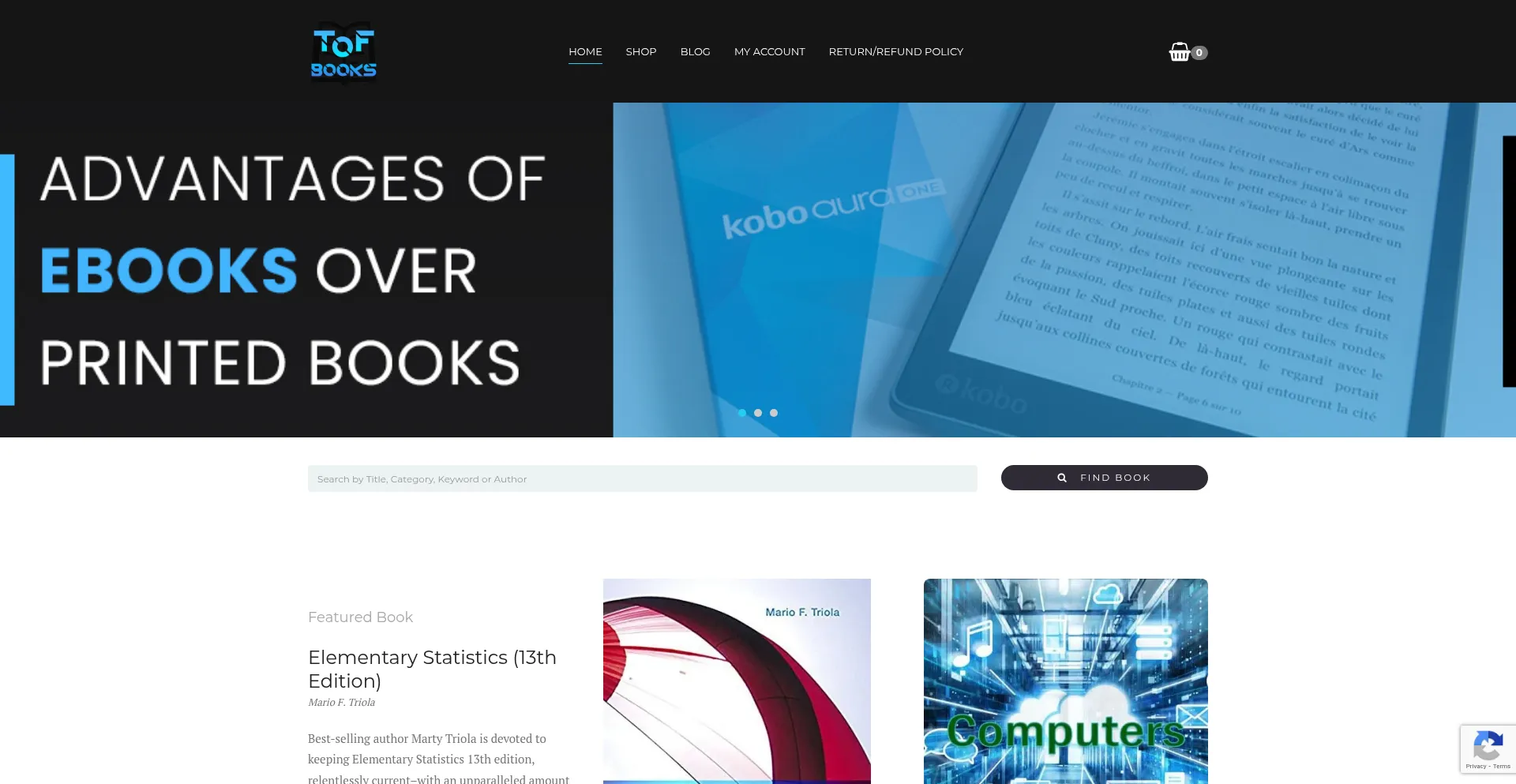 Website screenshot of Tofbooks.org