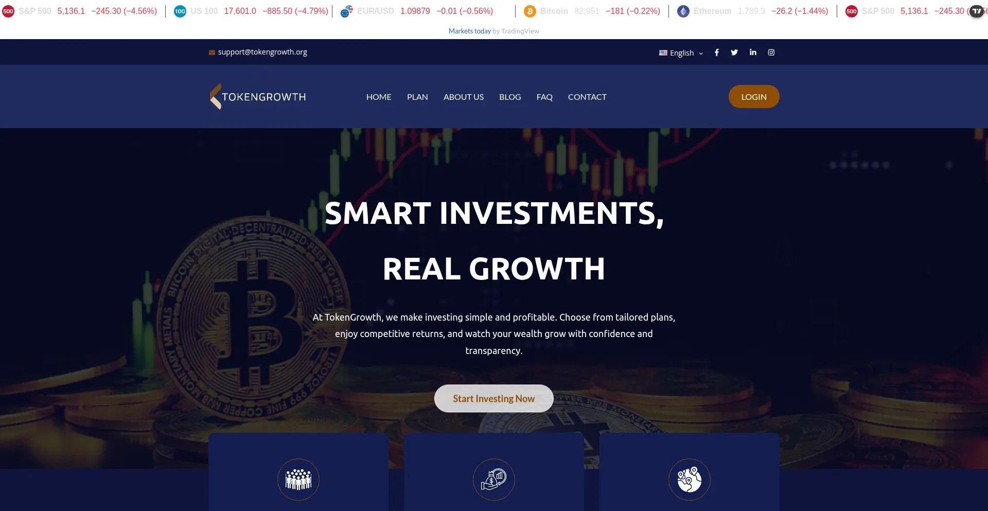 Website screenshot of Tokengrowth.org