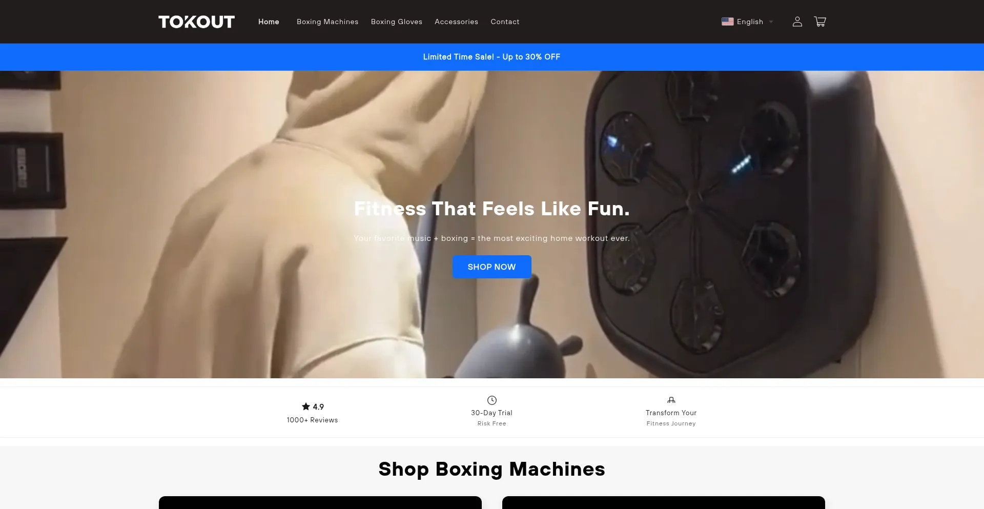 Website screenshot of Tokout.com