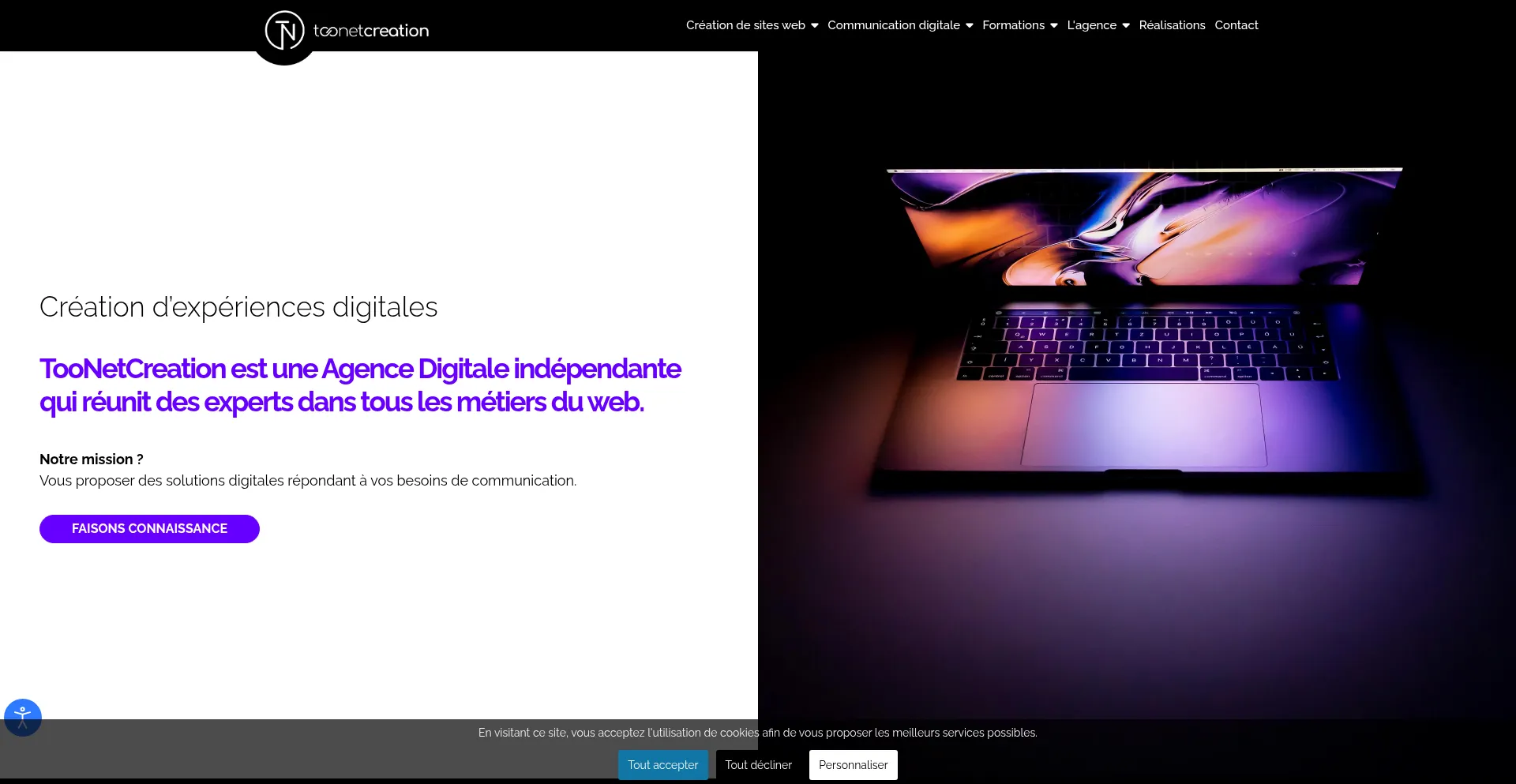 Website screenshot of Toonetcreation.com