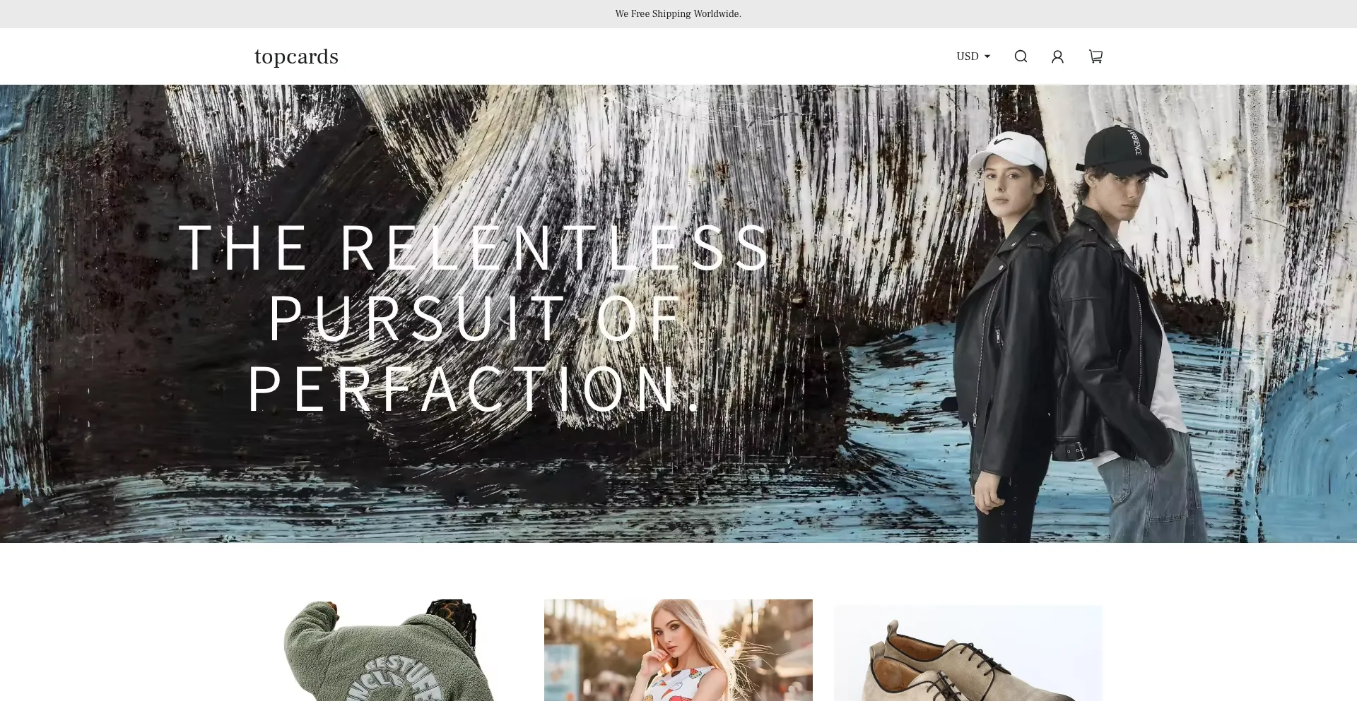 Website screenshot of Topcards.top