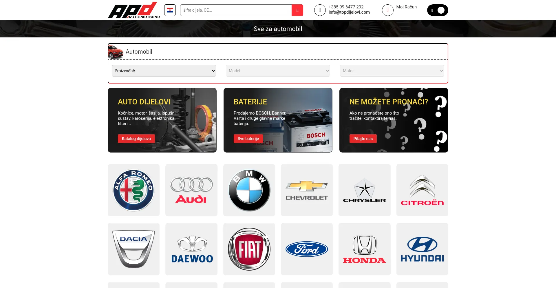Website screenshot of Topdijelovi.com