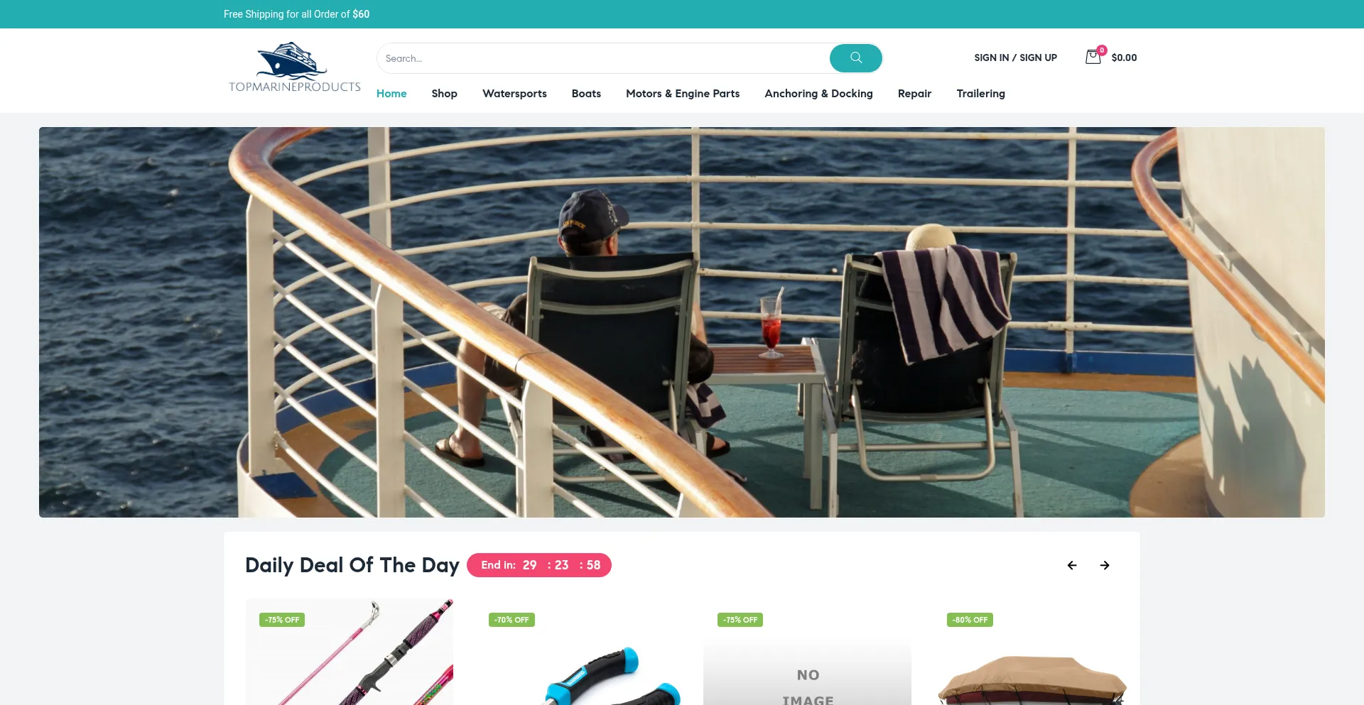 Website screenshot of Topmarineproducts.com