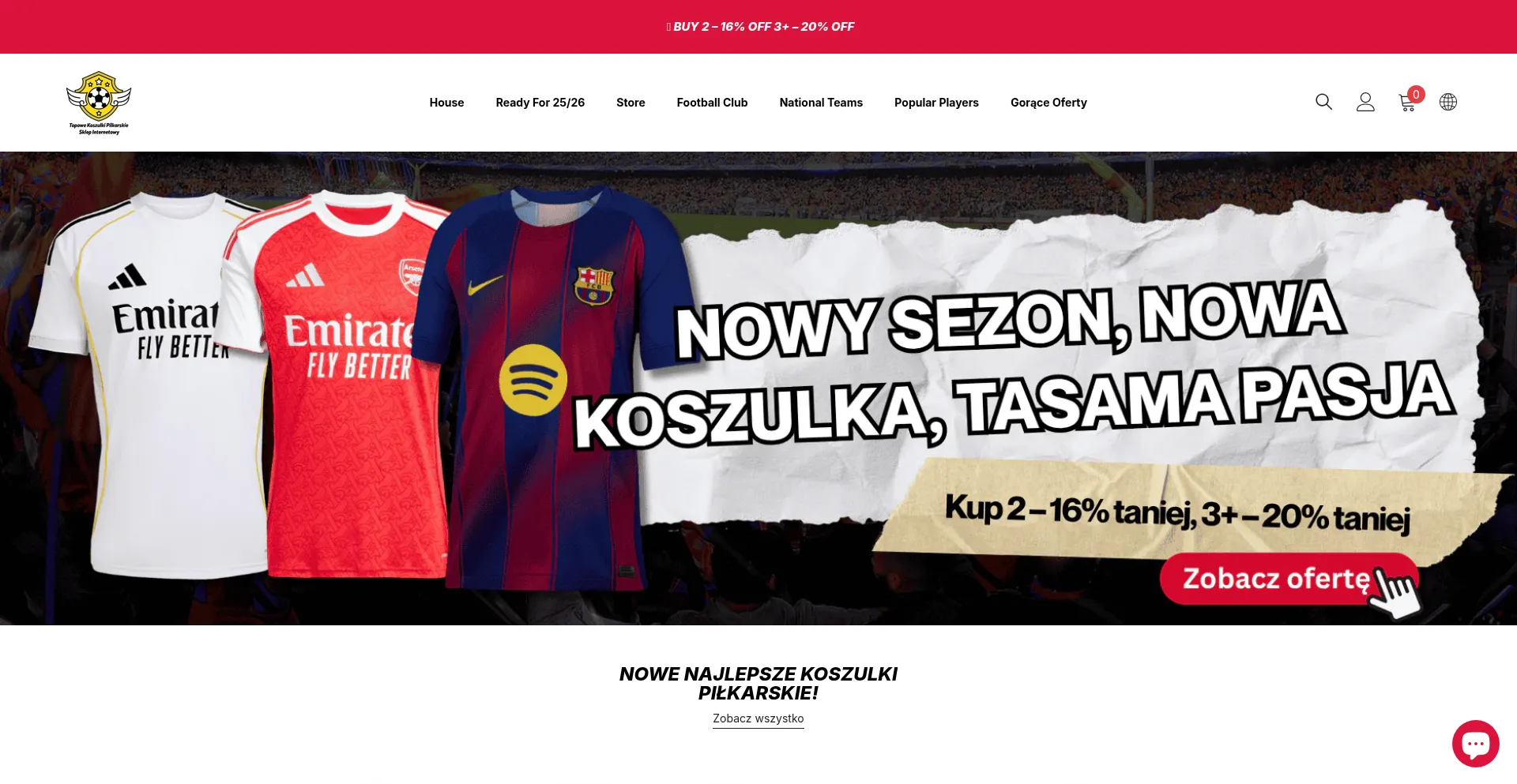 Website screenshot of Topowekoszulkipilkarskie.pl