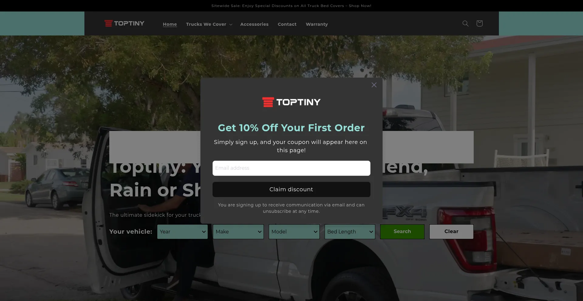 Website screenshot of Toptiny.com