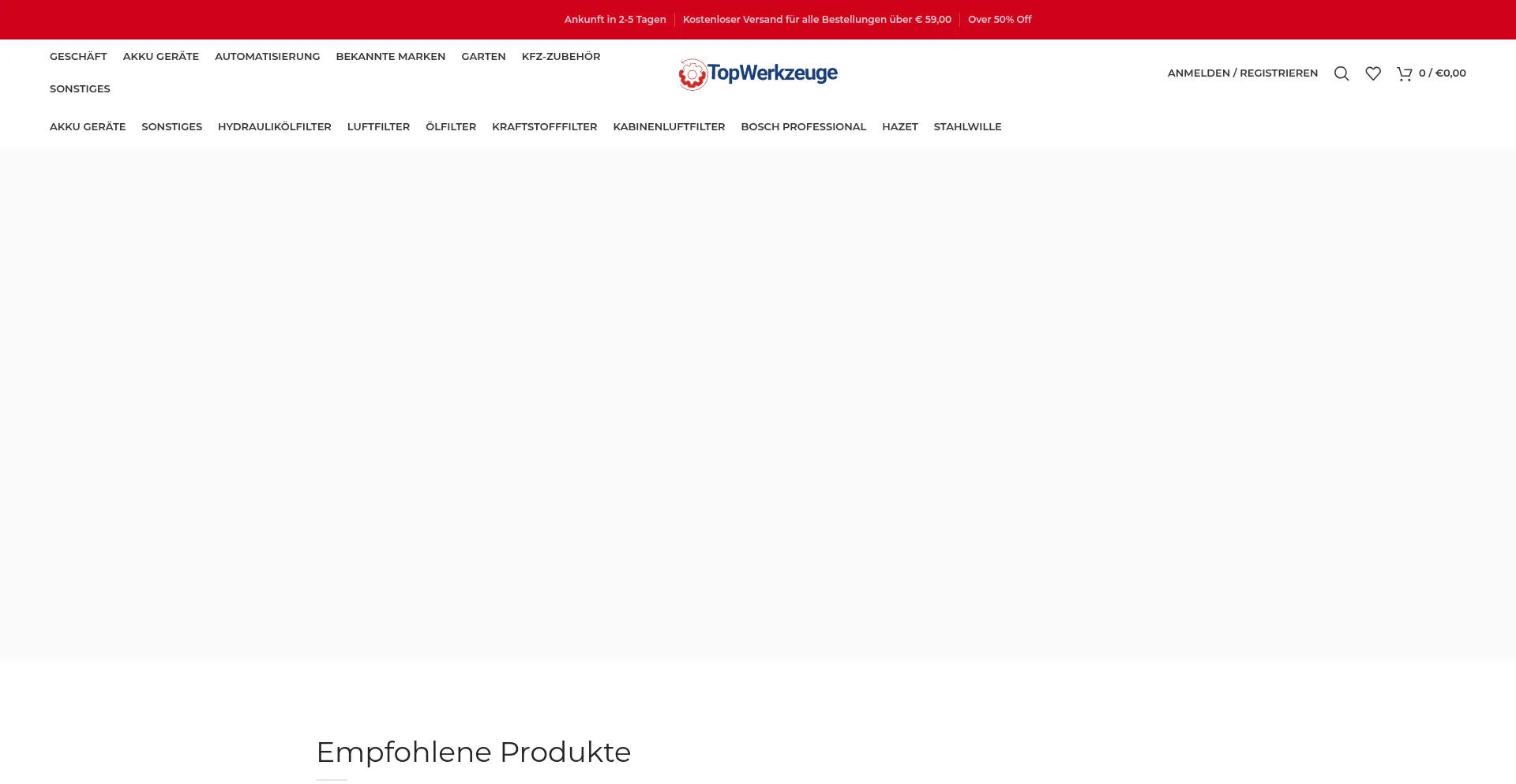 Website screenshot of Topwerkzeuge.com