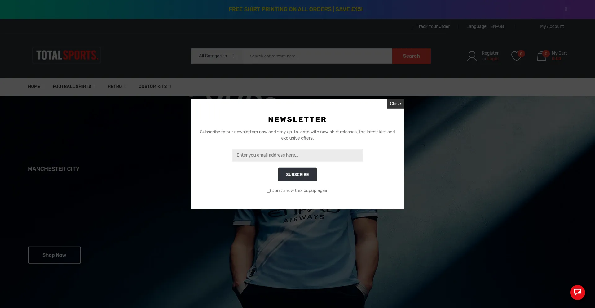 Website screenshot of Total-sports.shop