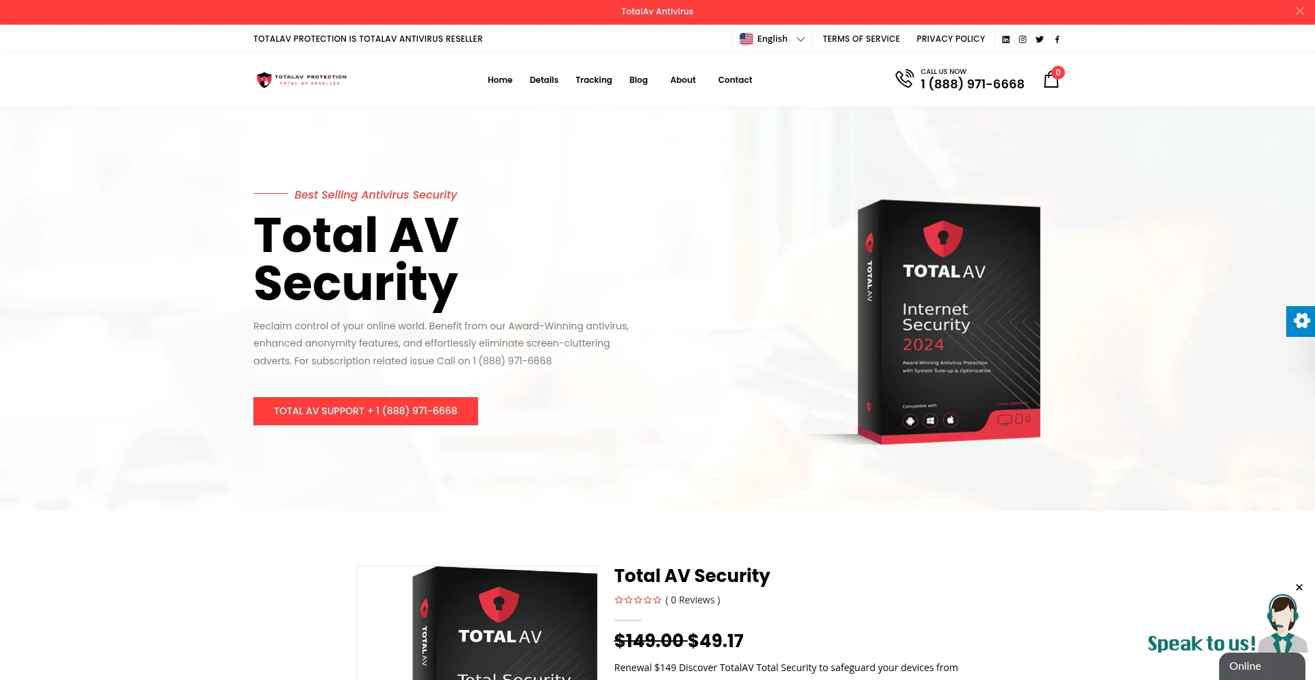 Website screenshot of Totalavprotection.com