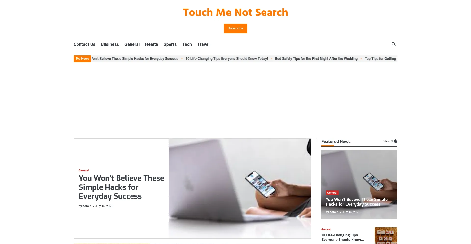 Website screenshot of Touchmenotsearch.com