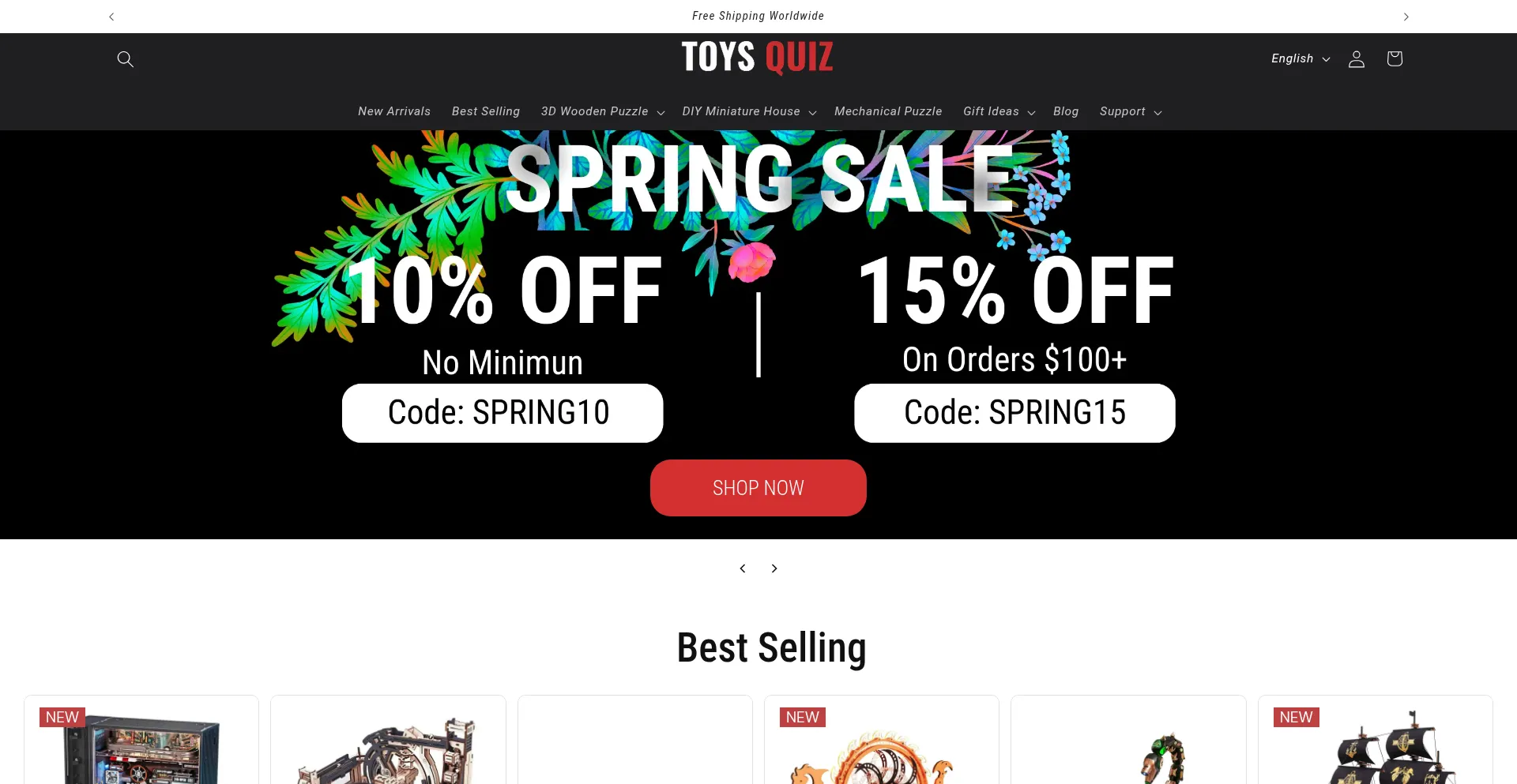 Website screenshot of Toysquiz.com