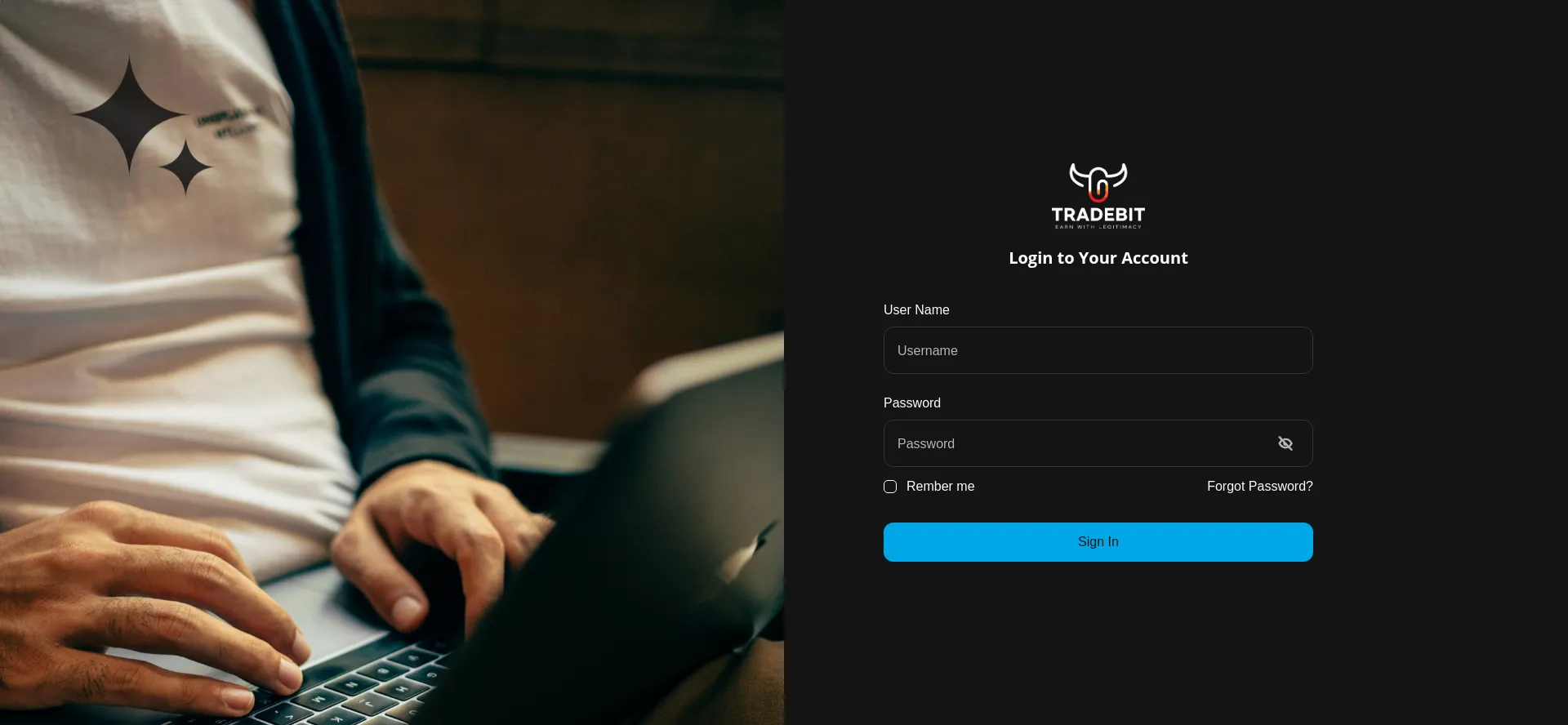 Website screenshot of Tradebit.us