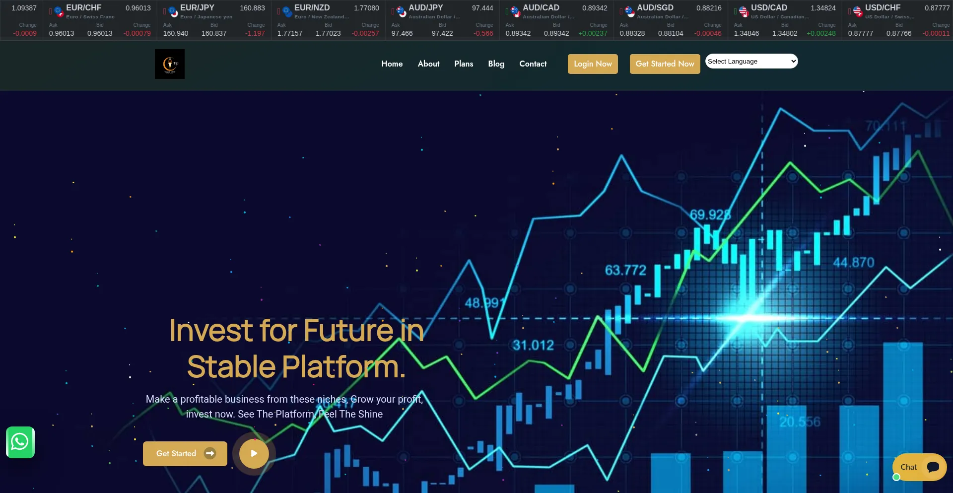 Website screenshot of Tradeeaseinvestment.com