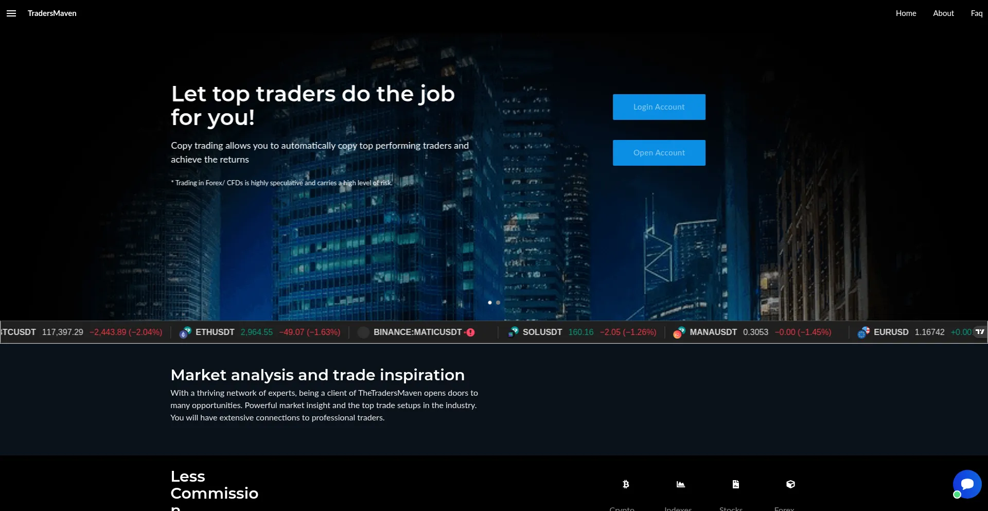 Website screenshot of Tradersmaven.net