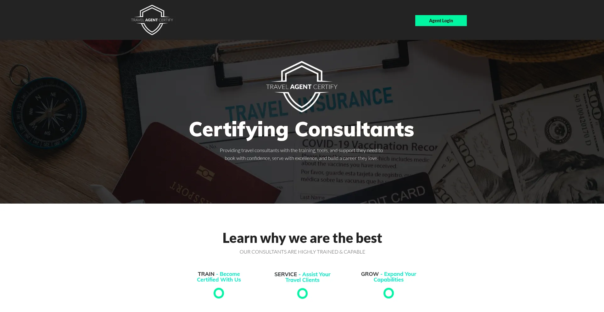 Website screenshot of Travelagentcertify.com