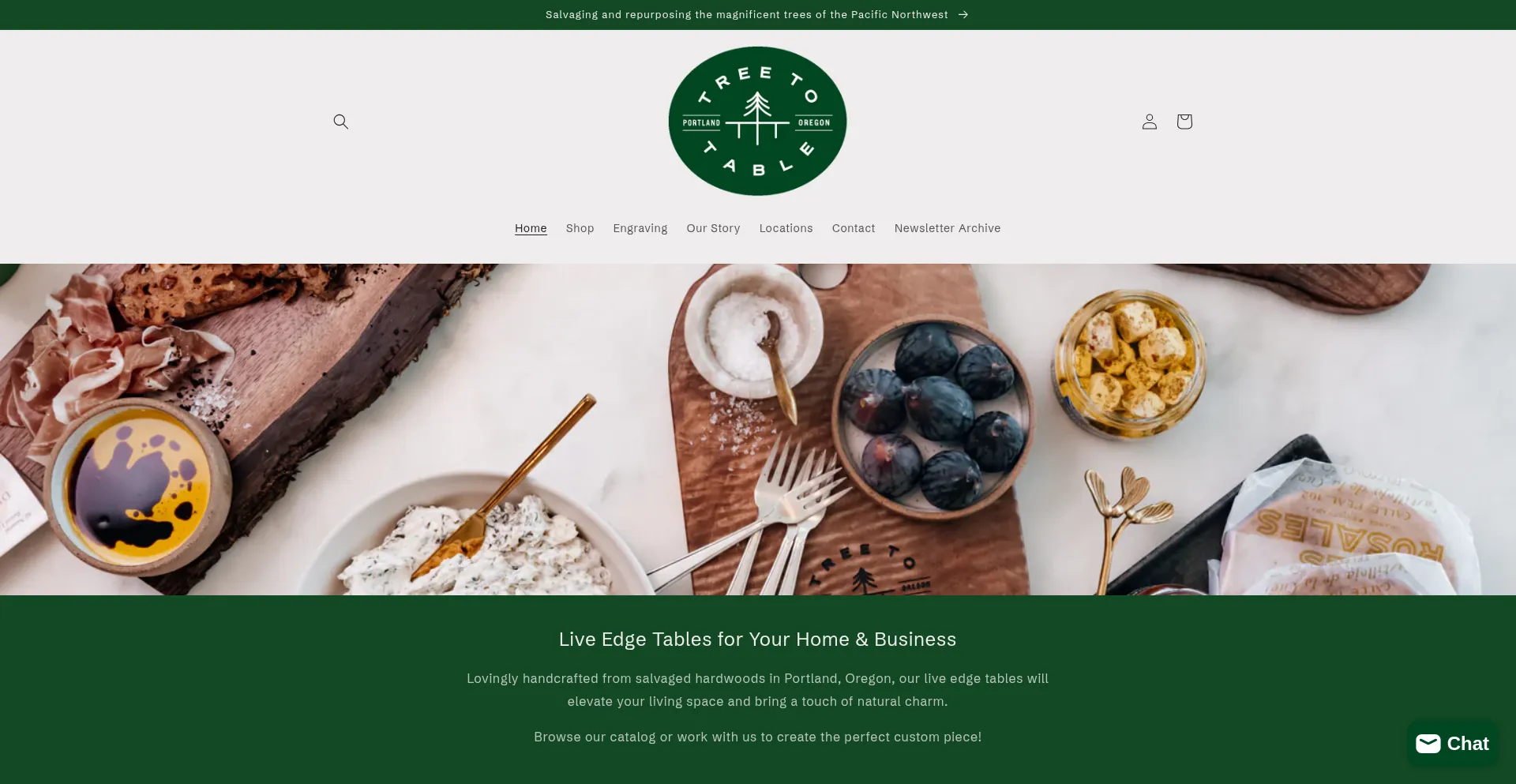 Website screenshot of Treetotablepdx.com