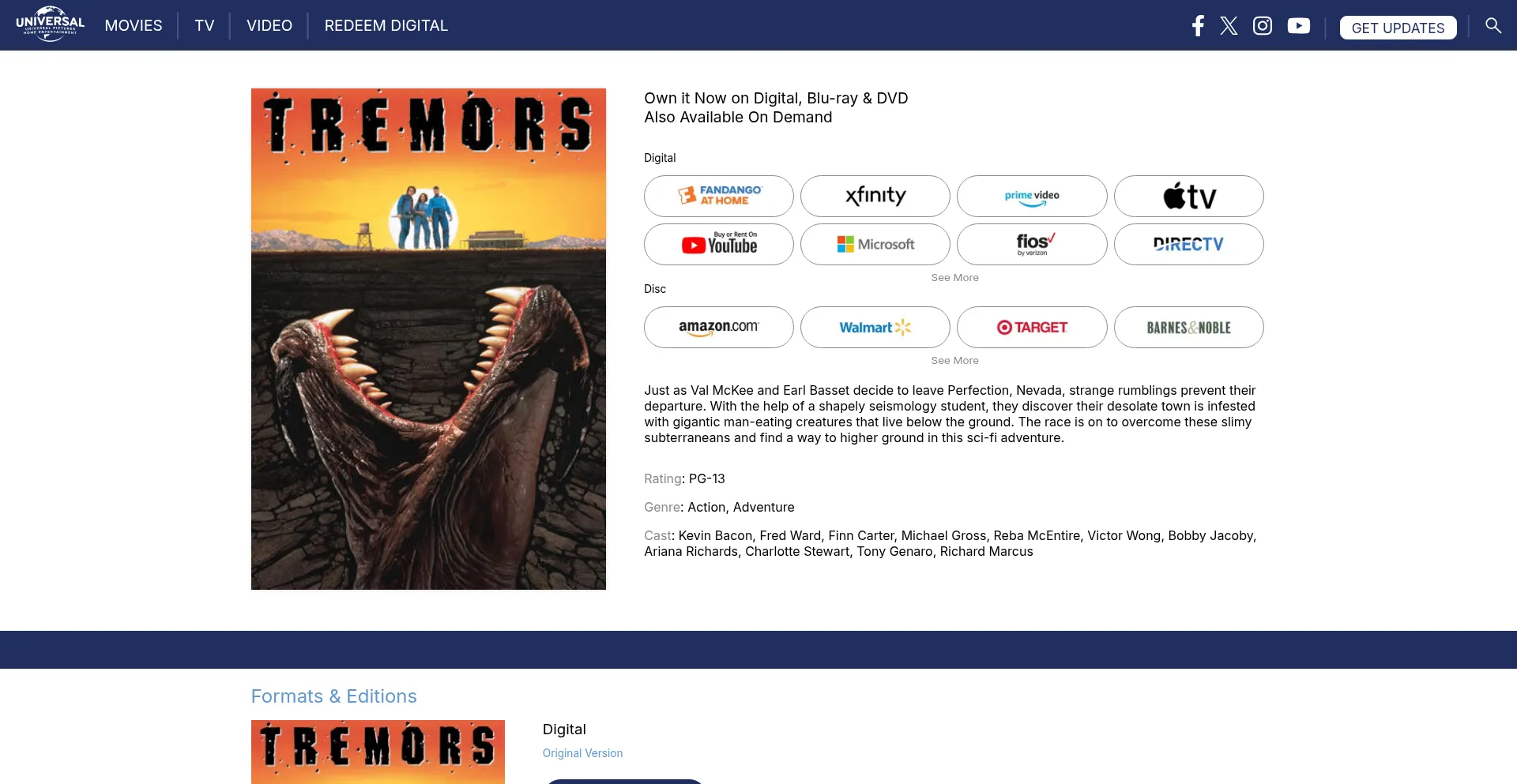 Website screenshot of Tremors.com