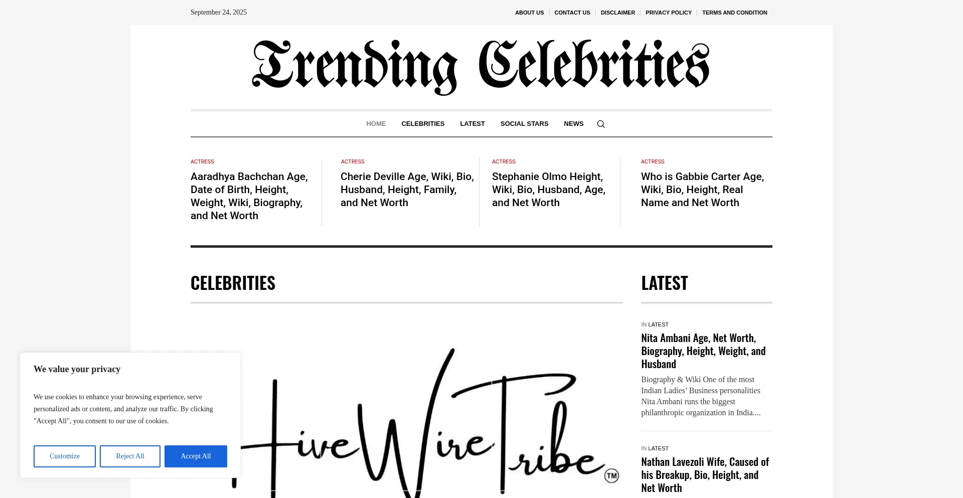 Trendingcelebritys.com Screenshot