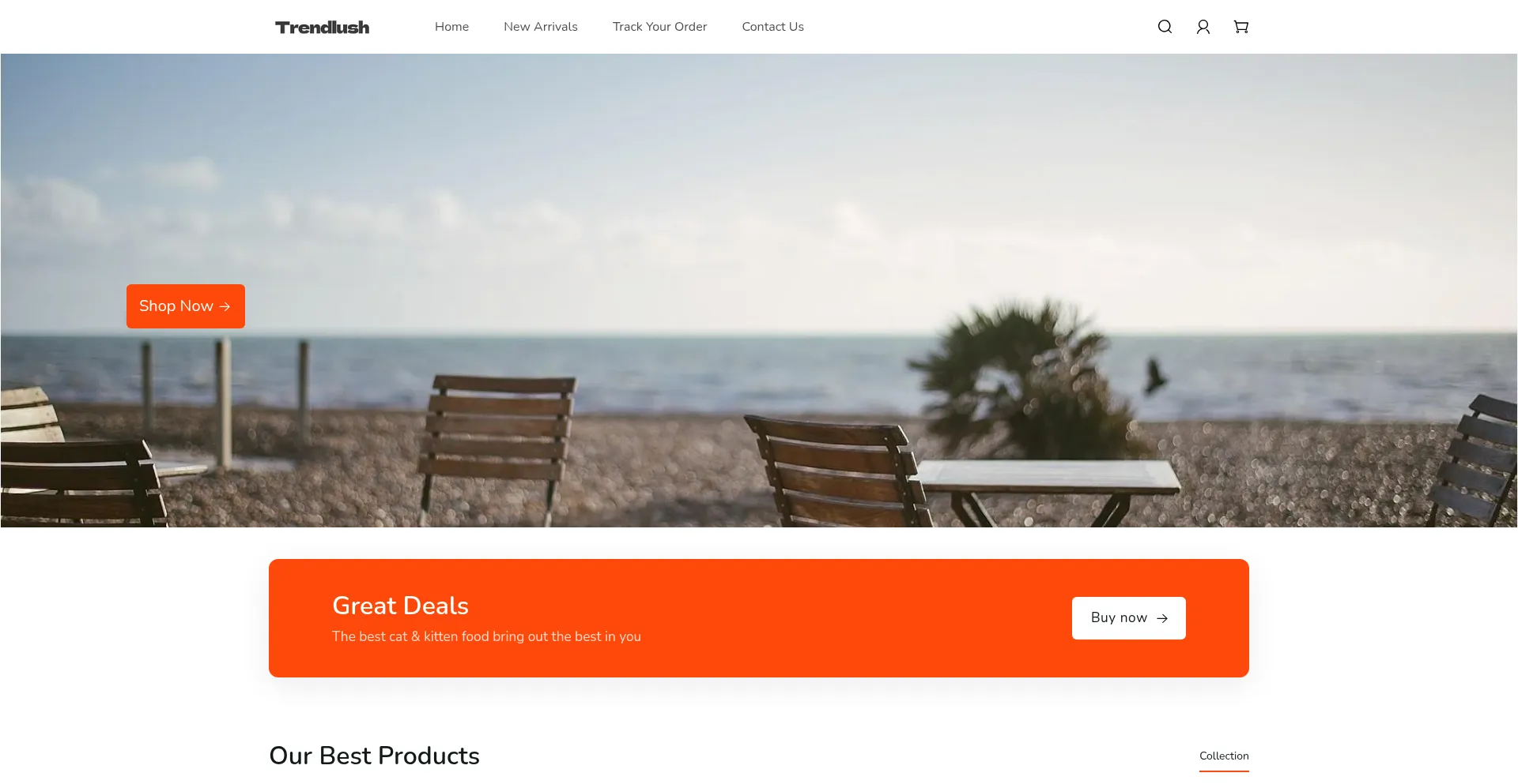 Website screenshot of Trendlush.myshoplaza.com