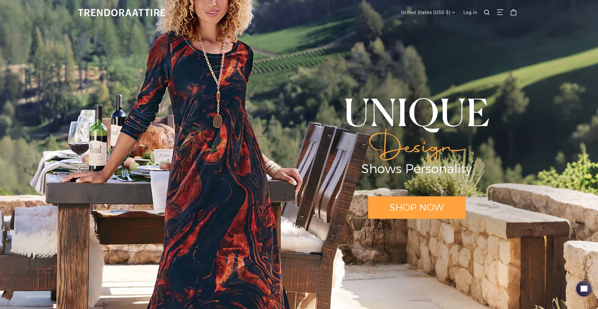 Website screenshot of Trendoraattire.com