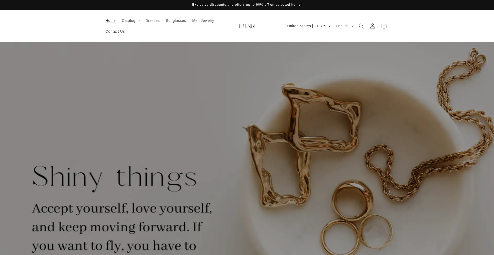 Website screenshot of Treniz.shop