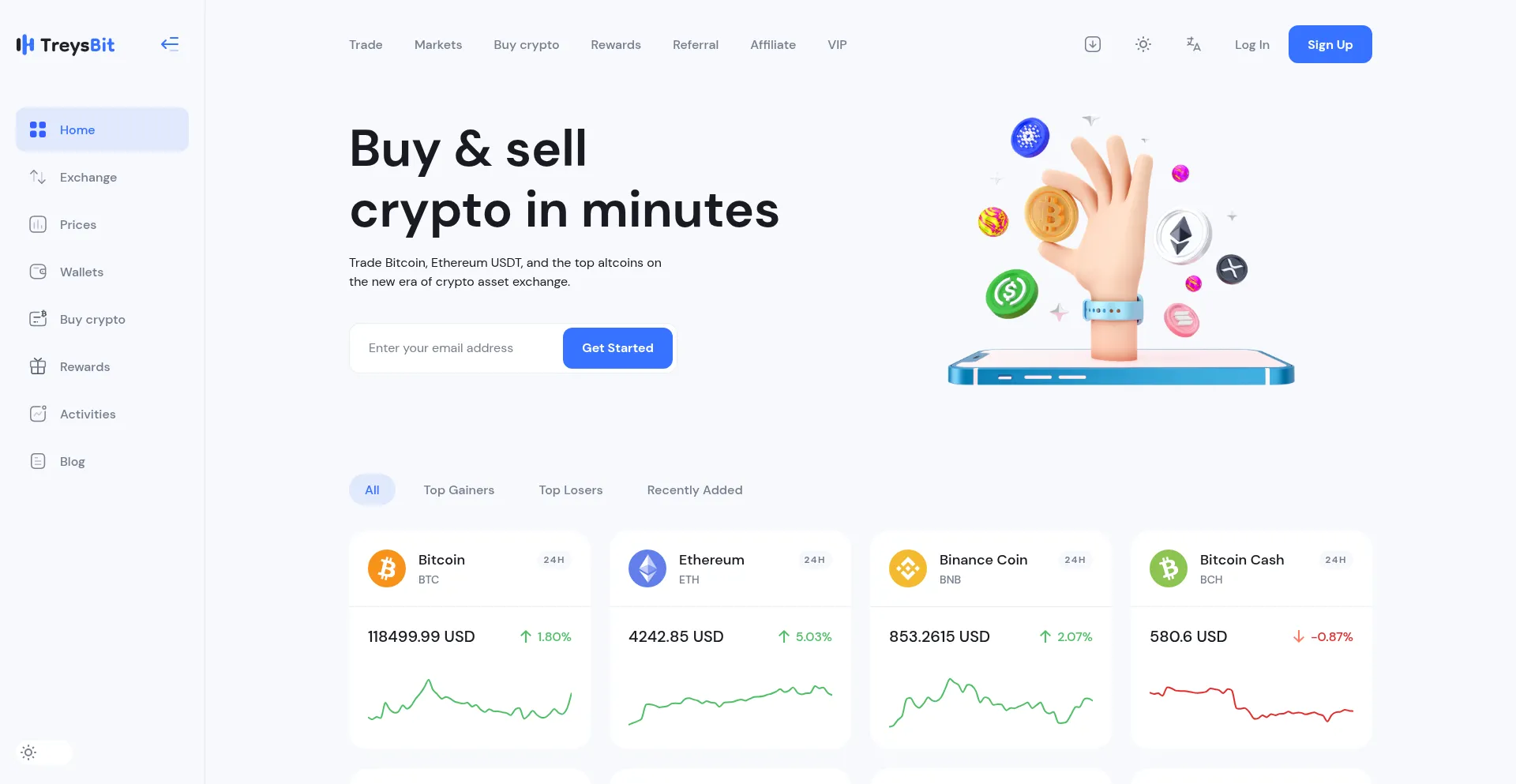 Website screenshot of Treysbit.com