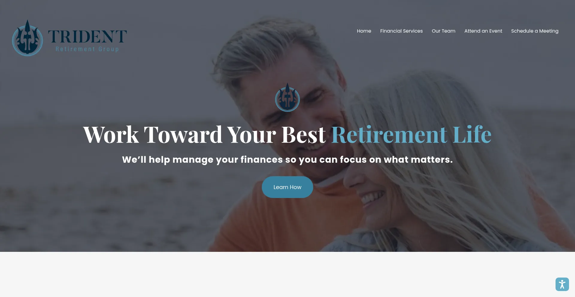 Website screenshot of Tridentretirement.com