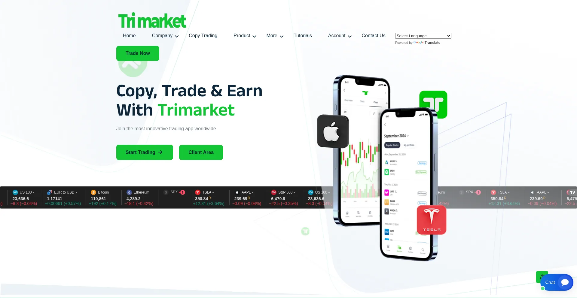 Website screenshot of Trimarketx.com