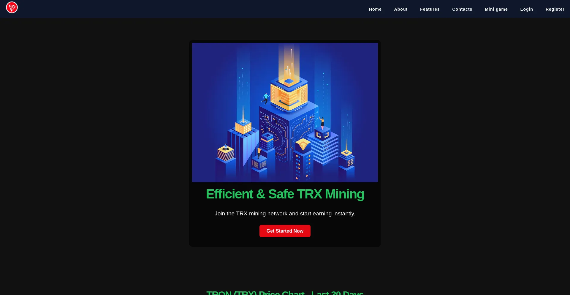 Website screenshot of Tron-megaearn.com